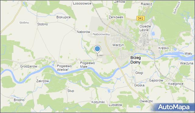 mapa Pysząca, Pysząca gmina Brzeg Dolny na mapie Targeo